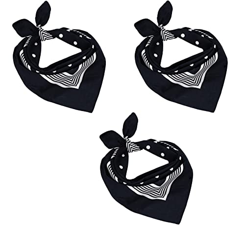 Betz 3er Pack Nickituch Bandana Kopftuch Halstuch klassischem Punktemuster Größe 55 x 55cm 100% Baumwolle Farbe: schwarz von Betz