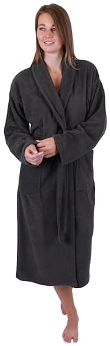 Betz Bademantel Frottee mit Schalkragen für Herren und Damen 100% Baumwolle Saunabademantel - langer Bademantel - Saunamantel - BERLIN Farbe graphit Größe S/M von Betz