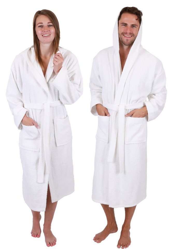 Betz Bademantel Saunamantel mit Kapuze für Herren und Damen FULDA, Wadenlang, 100% Baumwolle, Kapuze, Gürtel von Betz
