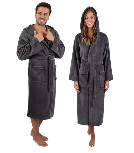 Betz Mikrofaser Bademäntel für Herren und Damen - Saunabademantel - langer Bademantel - Saunamantel mit Kapuze - STOCKHOLM - Größe S-M anthrazit von Betz