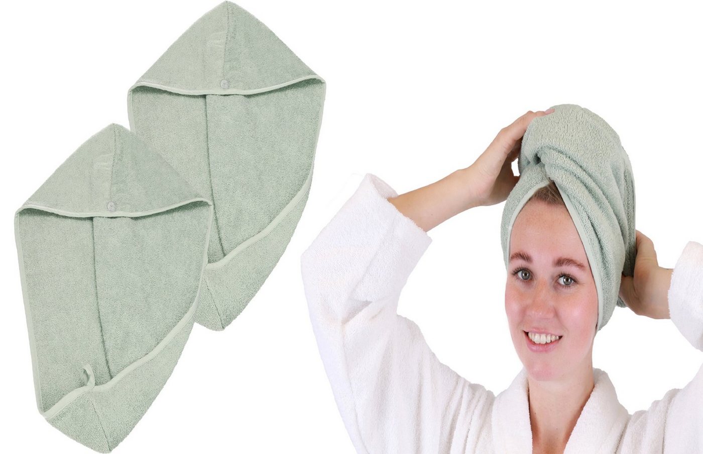 Betz Turban-Tuch 2er Pack mit Knopf BERLIN Kopfhandtuch Haarturban von Betz