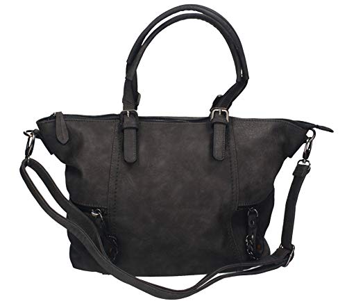 Damen Handtasche PARIS 1 Henkeltasche Umhängetasche mit Reißverschluss, Schulterriemen und zwei Henkeln Farbe grau von Betz