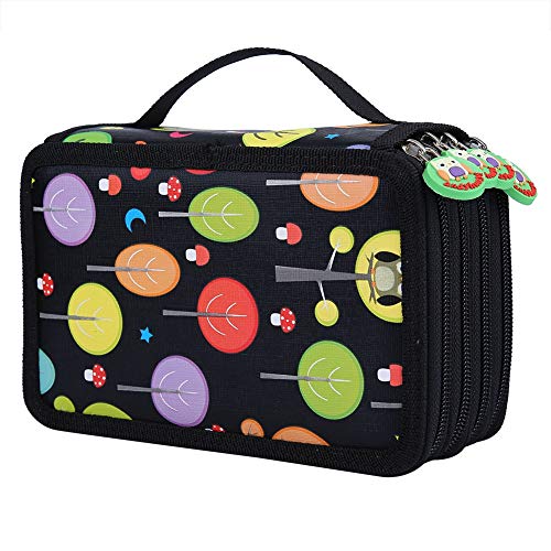 4 Layer 72 Slots Marker Hülle Organizer, farbenfrohe Muster Marker Stiftspeicher Hülle Tragetaschenhalter Organizer Studenten Stifte Beutel Box Skizze Zeichnung Pinselhalter (Schwarz) von Beufee