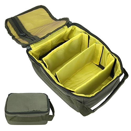 Beufee Fishing Reel Bag, 4 Layer Fishing Tackle Bag Handheld Gear Case Tackle Zipper Organizer Case with 3 Adjustable Dividers von Beufee