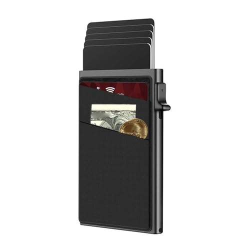 Beufee Slim Kartenhalter Brieftasche für Männer, Aluminiumlegierungs -Kartenhalter RFID Blockieren dünner Geldclipseite Schleim minimalistische Brieftasche Sicherung Schutz (Eine Größe) von Beufee