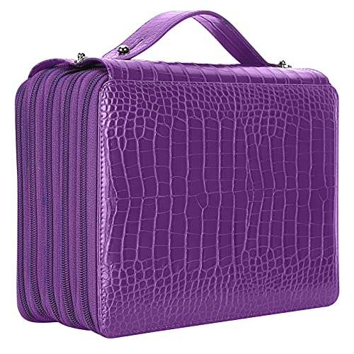 Bleistiftkoffer mit großer Kapazität, Zipper -Pens -Bleistiftfall 252 Slots Stationery Organizer mit Fächern für Büro und Reisen (Lila) von Beufee