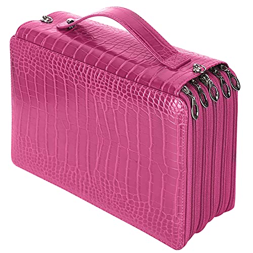 Bleistiftkoffer mit großer Kapazität, Zipper -Pens -Bleistiftfall 252 Slots Stationery Organizer mit Fächern für Büro und Reisen (Rosenrot) von Beufee