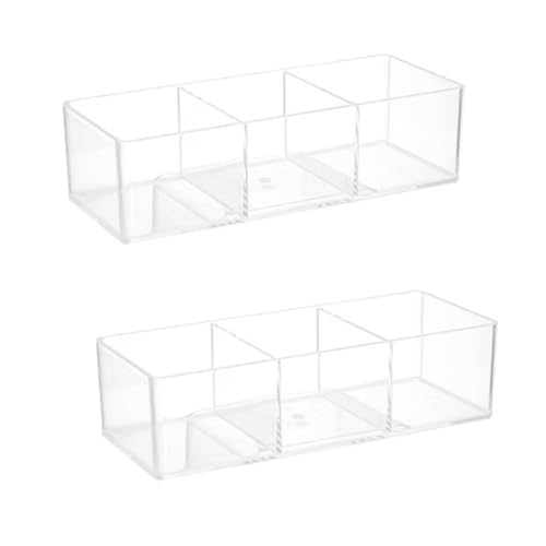 Clear Acryl Organizer, 2pcs Qtip -Halter -Spender mit 3 Fächern Make -up Kosmetik Organizer Baumwollpolster Halter Mehrzweck Badezimmerkommodener Organizer von Beufee