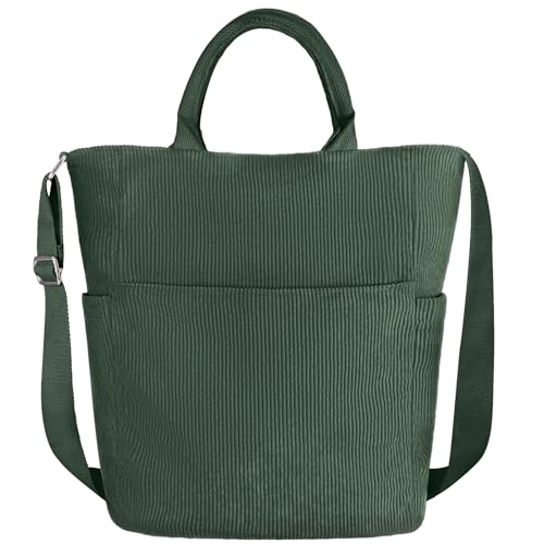 Beurlike Cord-Tragetasche für Damen, große Umhängetasche, Hobo-Tasche, lässige Kuriertasche, Schultertasche für Shopping, Arbeit, Grün (Army Green), Einheitsgröße von Beurlike