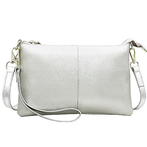 Beurlike Leder Wristlet Brieftasche Clutch Geldbörsen Für Frauen Kleine Crossbody Telefon Taschen, silber von Beurlike