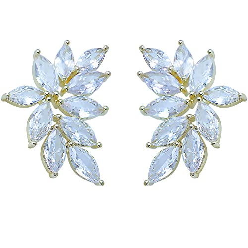Braut Hochzeit Ohrringe für Braut Brautjungfer Beusoulover Marquiseschliff Zirkonia Strass Cluster Ohrstecker für Frauen Abschlussball Party Messing Zirkonia von Beusoulover