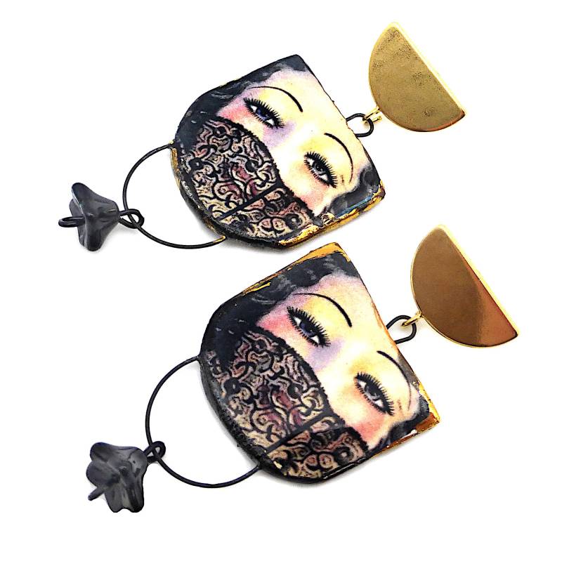 Extravagante Ohrhänger 20Er Jahre Art Deco Vergoldet Schwarze Spitze "Bella Donna' Extravagante Ohrhänger 20Er Jahre Art Deco Vergoldet Schwarze Spitze "Bella Donna' von BeuteStueckchen