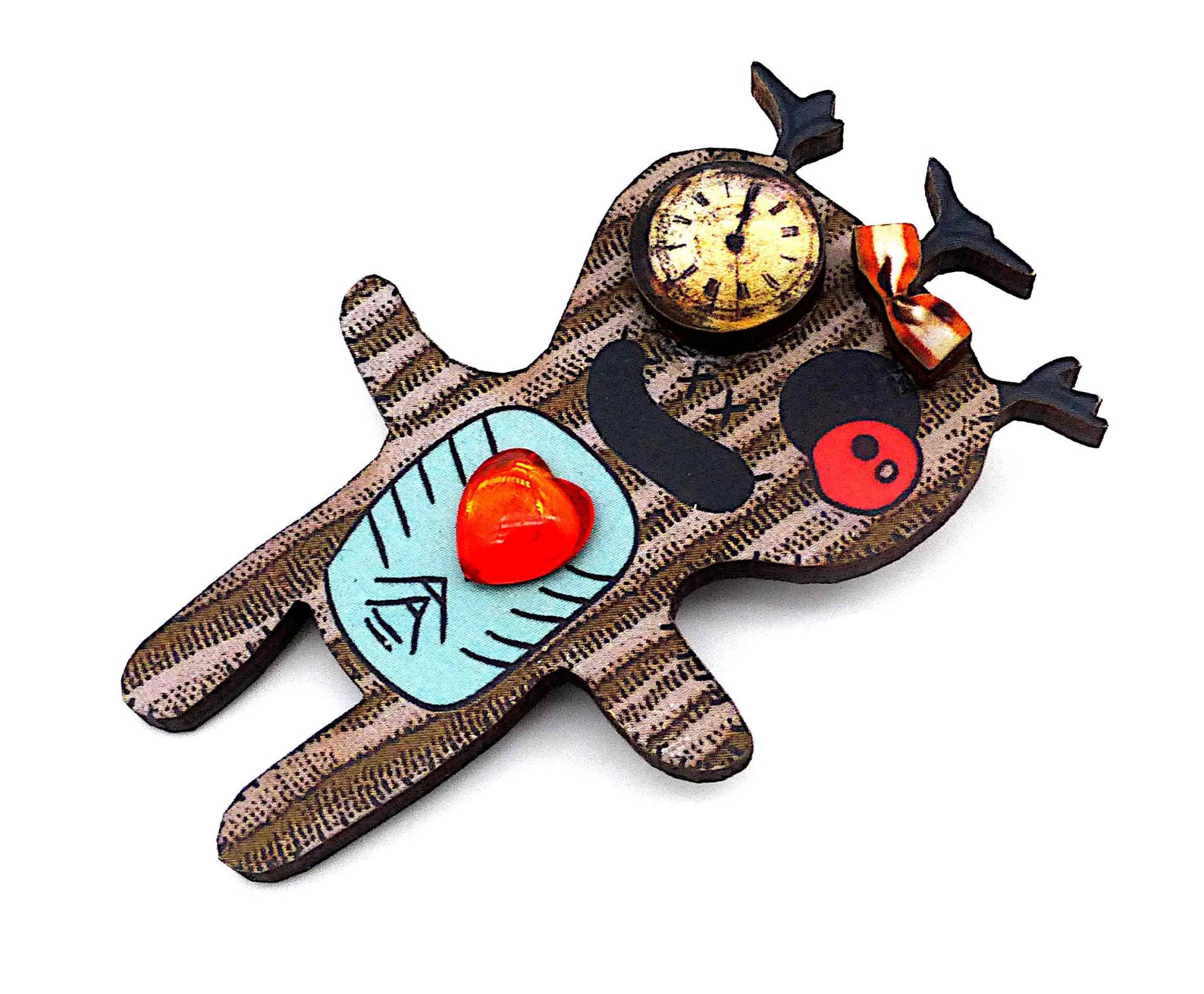 Originelle Brosche Liebenswerter Voodoo Zombie "Cute & Crazy' von BeuteStueckchen