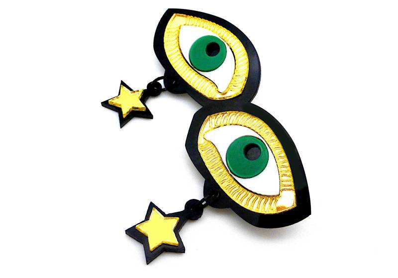 Wow Statement Ohrhänger Pop Art Stil Modern London-Style Extravagant "Golden Eyes' Wow Statement Ohrhänger Pop Art Stil Modern London-Style Extravagant "Golden Eyes' von BeuteStueckchen