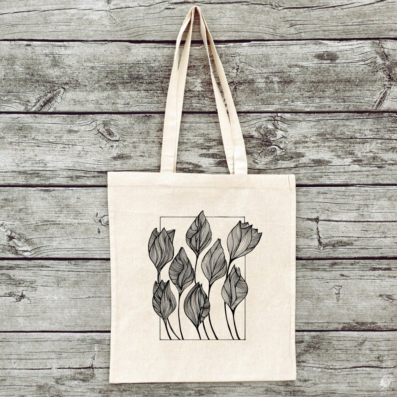 Handbedruckter Jutebeutel Turnbeutel Tulpen Frühling Ostern Handbedruckter Jutebeutel Turnbeutel Tulpen Frühling Ostern von BeutelEule