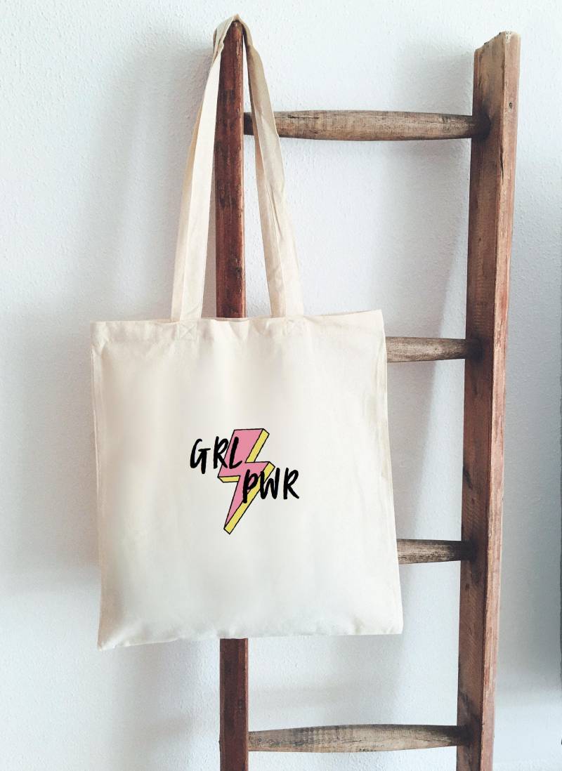 Jutebeutel Handbemalt Girl Power Beutelfee Baumwolle Tasche Beutel von Beutelfee