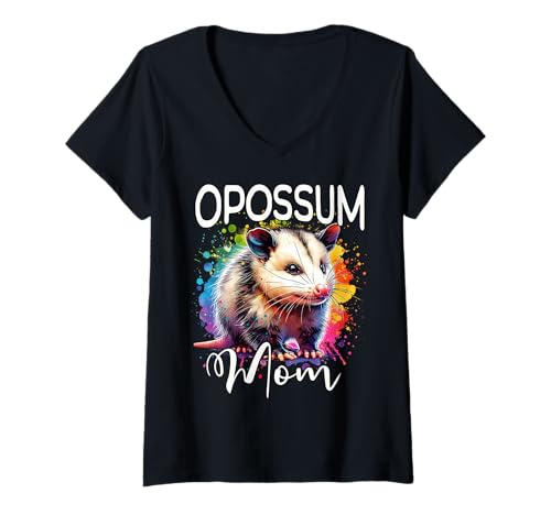 Damen Opossum Mom Beutelratte Mama Opossum T-Shirt mit V-Ausschnitt Damen Opossum Mom Beutelratte Mama Opossum T-Shirt mit V-Ausschnitt von Beutelratte Mama Opossum Für Damen