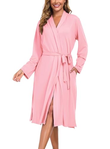 Beuwltpa Dademantel Damen Lang, Morgenmantel Leicht, Weich V-Ausschnitt und Langarm Dademäntel, Kimono mit Taschen Passend für Sauna Spa Surf Reisen Loungewear von Beuwltpa