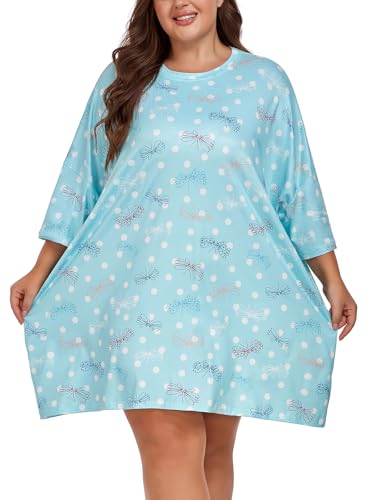 Beuwltpa Lang Schlafshirt Damen Oversize Kurzarm Nachthemd Bigshirt Große Größen Nachtwäsche Sommer Loose Fit Sleepshirt T-Shirt von Beuwltpa