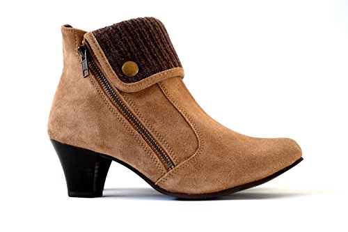 Damen Stiefeletten echtes Wildleder Ankle Boots Leder braun High Heels (38) von HAC24