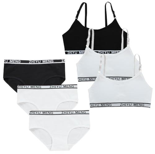 Bevalsa Mädchen Bustier BH 10-16 Jahre Girls Bras Sport-BH Set (Pack of 6) (Schwarz Weiß Weiß) von Bevalsa