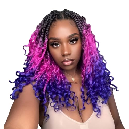 Beverlee Boho Box Braids 8 Packs Goddess Box Braids 14 Inch Bohemian Box Braids Crochet Hair Crochet Box Braids with Curly Ends Pre-looped Synthetic Crochet Hair for Black Women 128 Strands von Beverlee