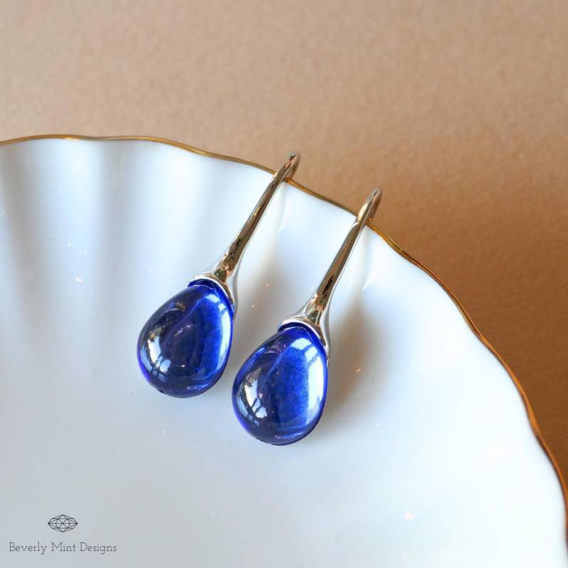 Saphir Blau Stein Ohrringe, Teardrop Schmuck, Geschenk Für Mutter, Hochzeit Statement Urlaub von BeverlyMintDesigns