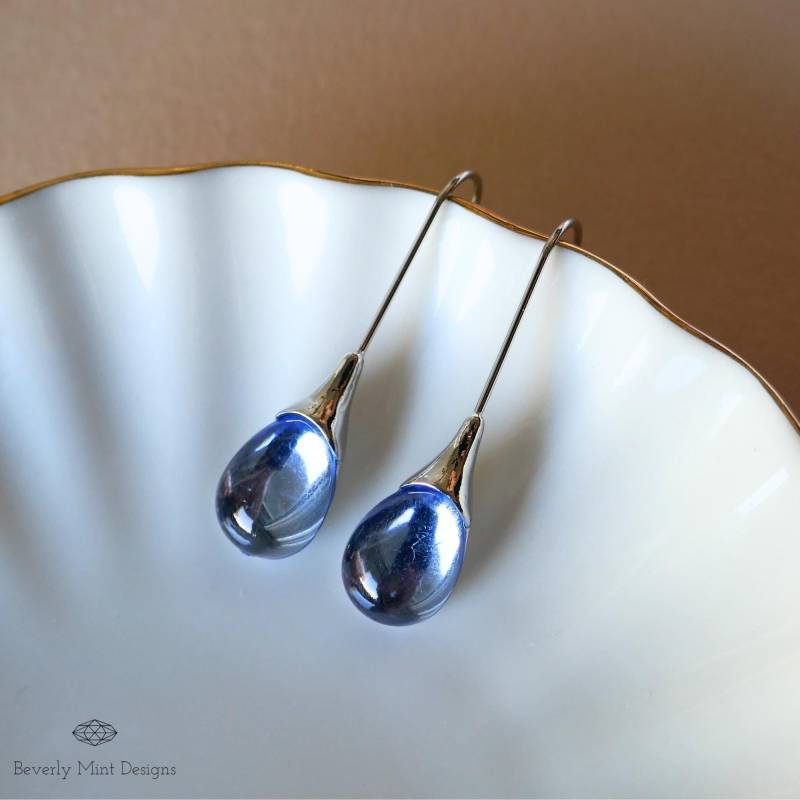 Saphir Blau Stein Waterdrop Ohrringe Teardrop Ohrringe, Geschenk, Hochzeit Schmuck Statement Urlaub Geschenk von BeverlyMintDesigns