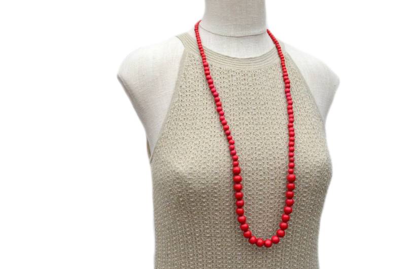 Lange Rote Holzperlenkette Leichter Statement Schmuck Lange Rote Holzperlenkette Leichter Statement Schmuck von BevinBold