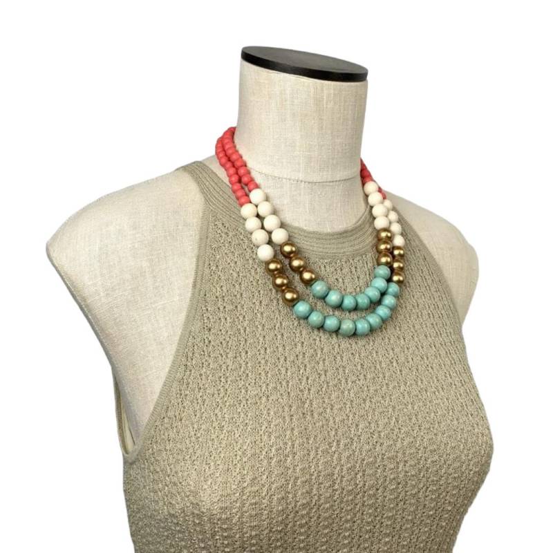 Mint & Orange Perlen Statement Halskette Boho Bunter Schmuck Mint & Orange Perlen Statement Halskette Boho Bunter Schmuck von BevinBold