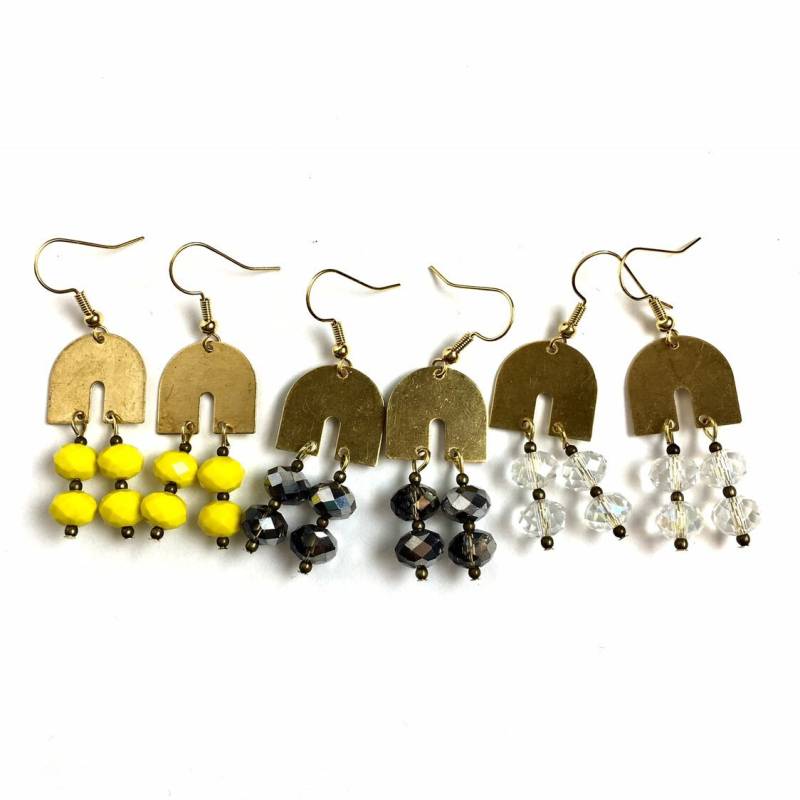 Messing Ohrringe Boho Kristall Perlen Statement Ohrringe Messing Ohrringe Boho Kristall Perlen Statement Ohrringe von BevinBold