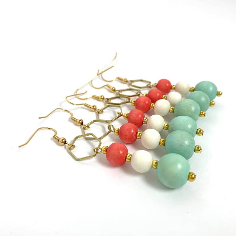 Mint & Orange Baumeln Ohrringe Boho Holzperlen Ohrringe Mint & Orange Baumeln Ohrringe Boho Holzperlen Ohrringe von BevinBold
