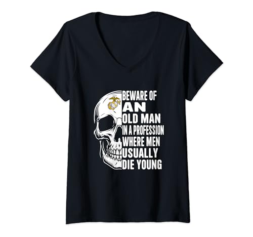 Damen Beware Of An Old Man In A Beruf Apparel T-Shirt mit V-Ausschnitt Damen Beware Of An Old Man In A Beruf Apparel T-Shirt mit V-Ausschnitt von Beware Of An Old Man In A Profession