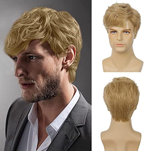 Blonde Perücke für Herren lockig Cosplay-Perücke synthetische Halloween-Haarperücke mit Perückenkappe von Beweig