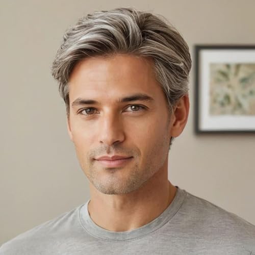 Beweig Männer Perücke Kurze Grau Perücke Synthetic Hitzebeständig Natural Halloween Cosplay Haarperücke Beweig Männer Perücke Kurze Grau Perücke Synthetic Hitzebeständig Natural Halloween Cosplay Haarperücke von Beweig