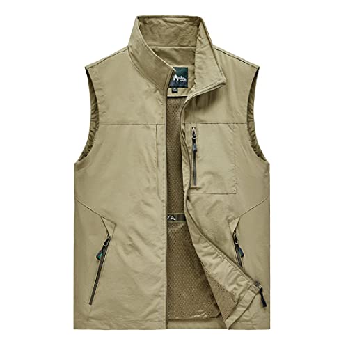 Herren Westen Herren Jacke ärmellose Weste Frühling Sommer Herbst Freizeit Reisen Wandern Arbeitsweste Multi-Taschen Weste Weste Khaki 5XL Herren Westen Herren Jacke ärmellose Weste Frühling Sommer Herbst Freizeit Reisen Wandern Arbeitsweste Multi-Taschen Weste Weste Khaki 5XL von Bewellan