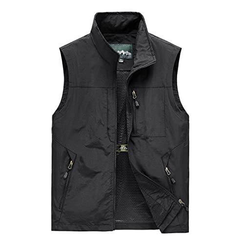 Herren Westen Herren Jacke ärmellose Weste Frühling Sommer Herbst Freizeit Reisen Wandern Arbeitsweste Multi-Taschen Weste Weste Schwarz 5XL von Bewellan