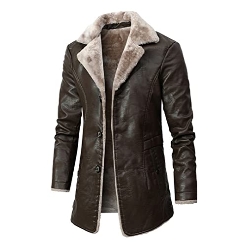 Herren Winter lange dicke PU-Lederjacke Herren Streetwear Casual Business Kleidung Porcket Lederjacken Mantel Outwear Braun S Herren Winter lange dicke PU-Lederjacke Herren Streetwear Casual Business Kleidung Porcket Lederjacken Mantel Outwear Braun S von Bewellan