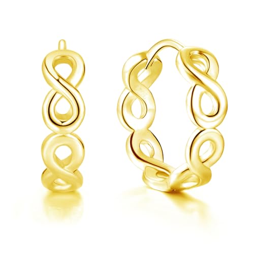 Bewenda Creolen Silber 925 Klein, Unendlichkeit Creolen Ohrringe für Damen Mädchen, 925 Sterling Silber Gedrehte Kreolen Ohrringe, Hypoallergene Basic Huggie Creolen, Knorpel Schlafen Ohrringe Unisex von Bewenda