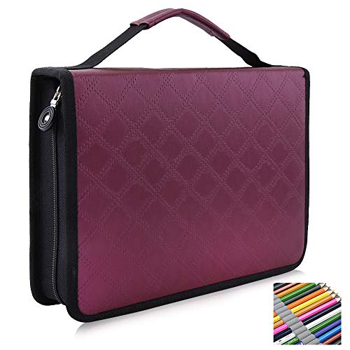 150 Slots Federmäppchen PU-Leder Stoff Federmäppchen Große Kapazität Mäppchen Bleistift Beutel Halter Stiftetasche Griff Federtasche Stiftemappe Schreibwaren Veranstalter für Schule von Bewinner