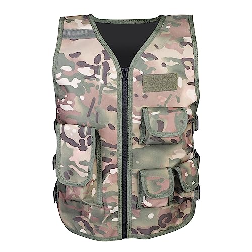 Bewinner Kinder Tactical Vest CS Game Schutzweste mit professionellem Nähprozess für CS Game, Survival Game(CP-Tarnung L) von Bewinner