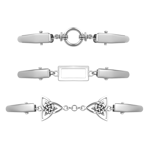 Bewudy 3 Stück Cardigan Clips, Vintage Pullover Clips Pullover Schal Clip Silber Cinch Clip Brosche Strickjackeclips PulloverClips Taillenmiederclip Für Tücher Hemden Kleider Jacke Schals (3 Stile) von Bewudy