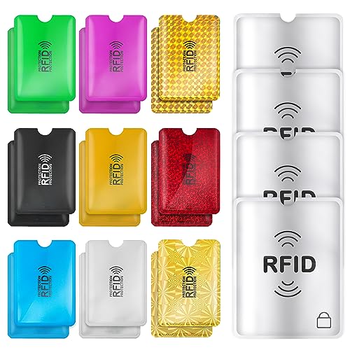 Bewudy Bunte RFID-blockierende Kreditkartenhüllen, 22pcs RFID-Blockierung Hüllen Umschläge(18 Credit Card Holder & 4 Passport Protektoren)sichere Kartenhüllen Ausweisschutz für Damen und Herren(22pcs) von Bewudy