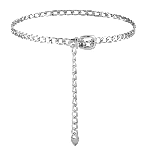 Bewudy Taillenkette aus Metall, Damen Gürtel, Einstellbar Taillenkette Verstellbare Metall Körper Glieder Gürtel Body Link Gürtel Mode Taillen Gürtel für Jeanskleider (Silber) von Bewudy