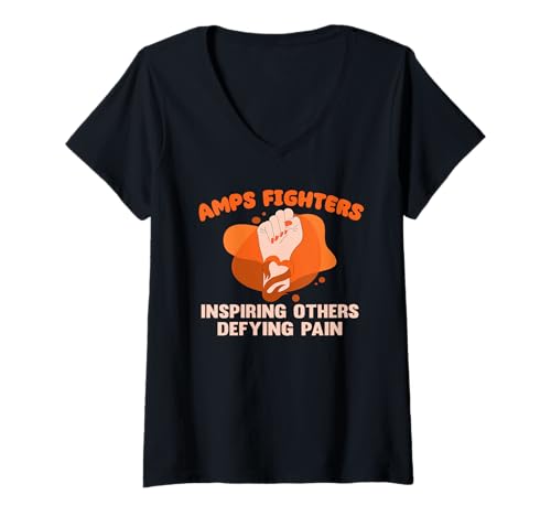 Damen Amps Fighters Inspiring Others, Defying Pain T-Shirt mit V-Ausschnitt Damen Amps Fighters Inspiring Others, Defying Pain T-Shirt mit V-Ausschnitt von Bewusstsein schaffen: Amplified Pain Syndrome
