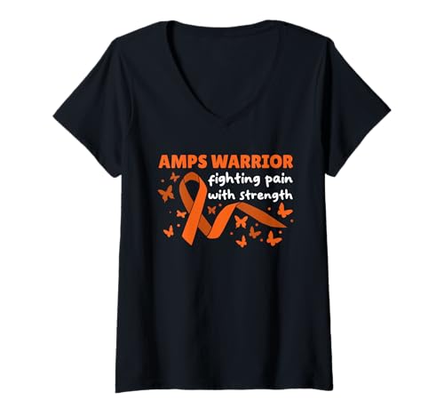 Damen Amps Warrior, Fighting Pain with Strength Regenbogen T-Shirt mit V-Ausschnitt Damen Amps Warrior, Fighting Pain with Strength Regenbogen T-Shirt mit V-Ausschnitt von Bewusstsein schaffen: Amplified Pain Syndrome