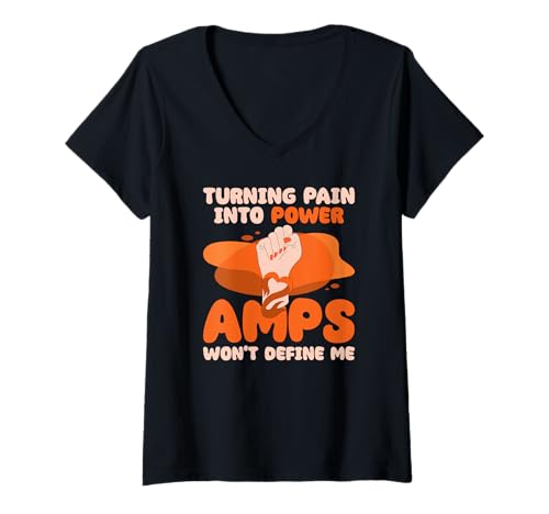 Damen Turning Pain Into Power, Amps Won't Define Me T-Shirt mit V-Ausschnitt von Bewusstsein schaffen: Amplified Pain Syndrome