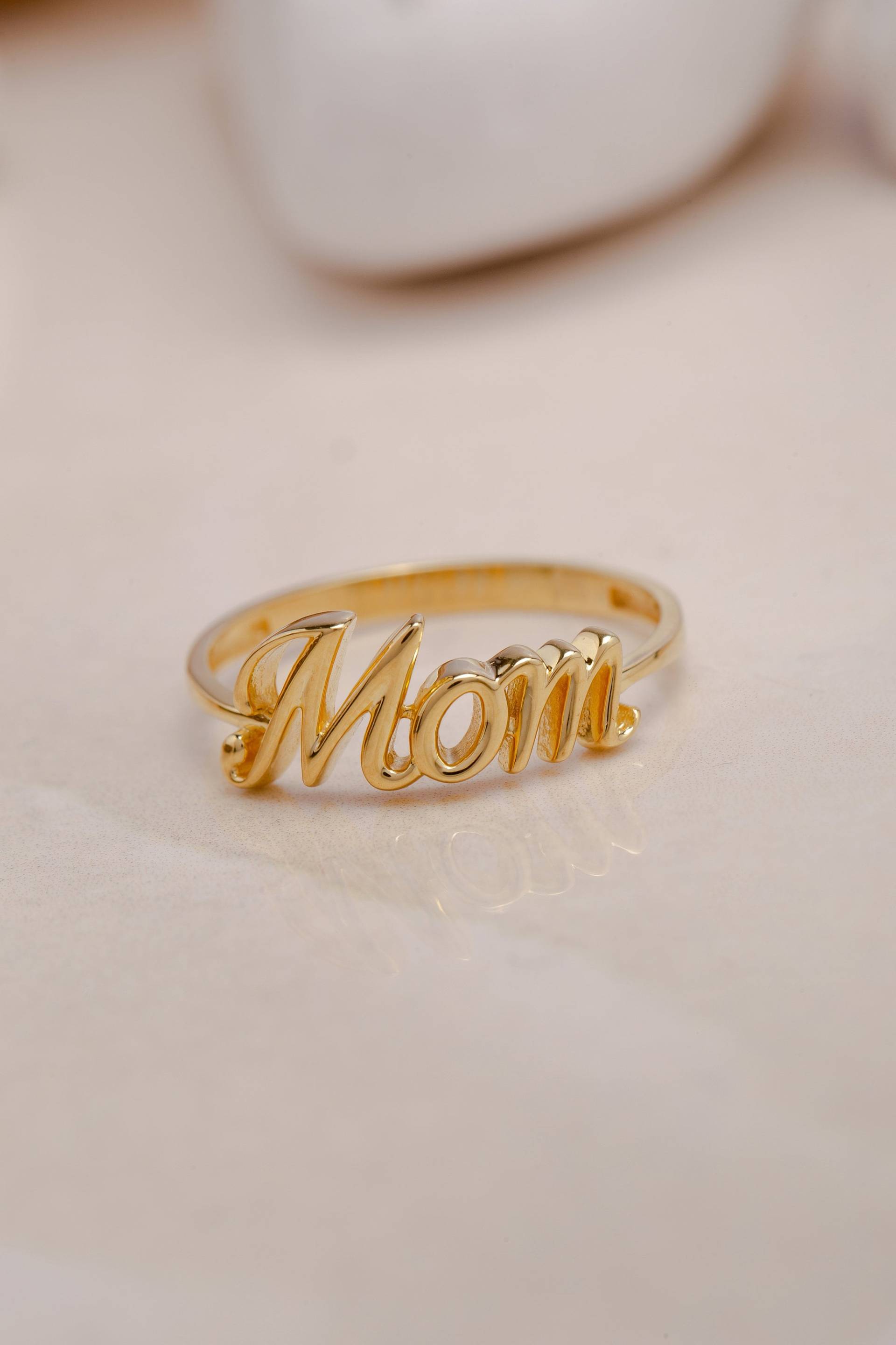 14K Gold Mom Ring, Muttertagsring, Geschenk Für Mütter, Handgemachte Mütter Statement Ringe, Muttertag von BexJewelryUSA