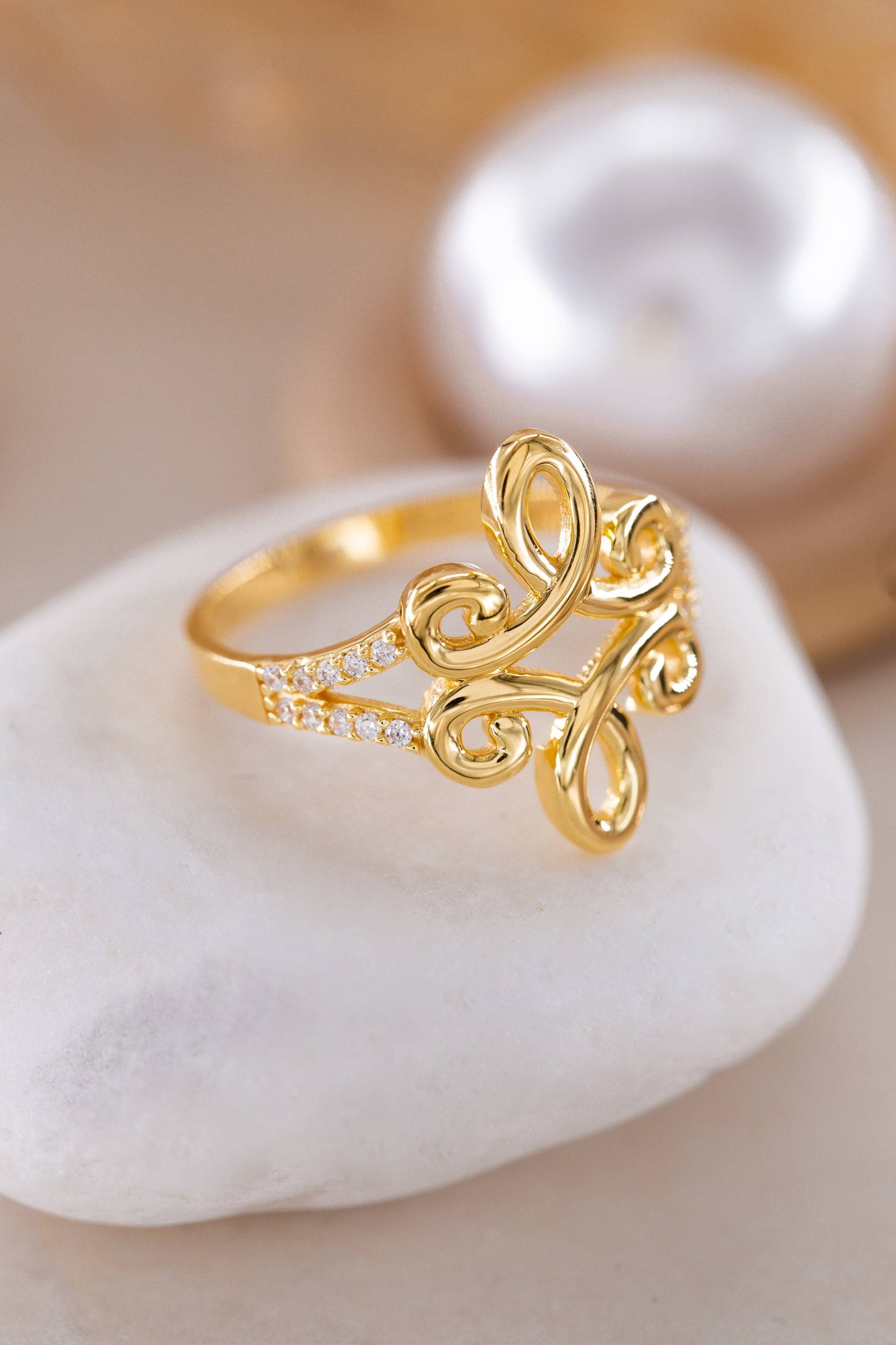 14K Goldener Spiralsymbolring, Spiralsymbol-Designring, Ring Für Liebhaber, Spiralring, Mini-Spiralring, Geschenk Muttertag, Mama von BexJewelryUSA