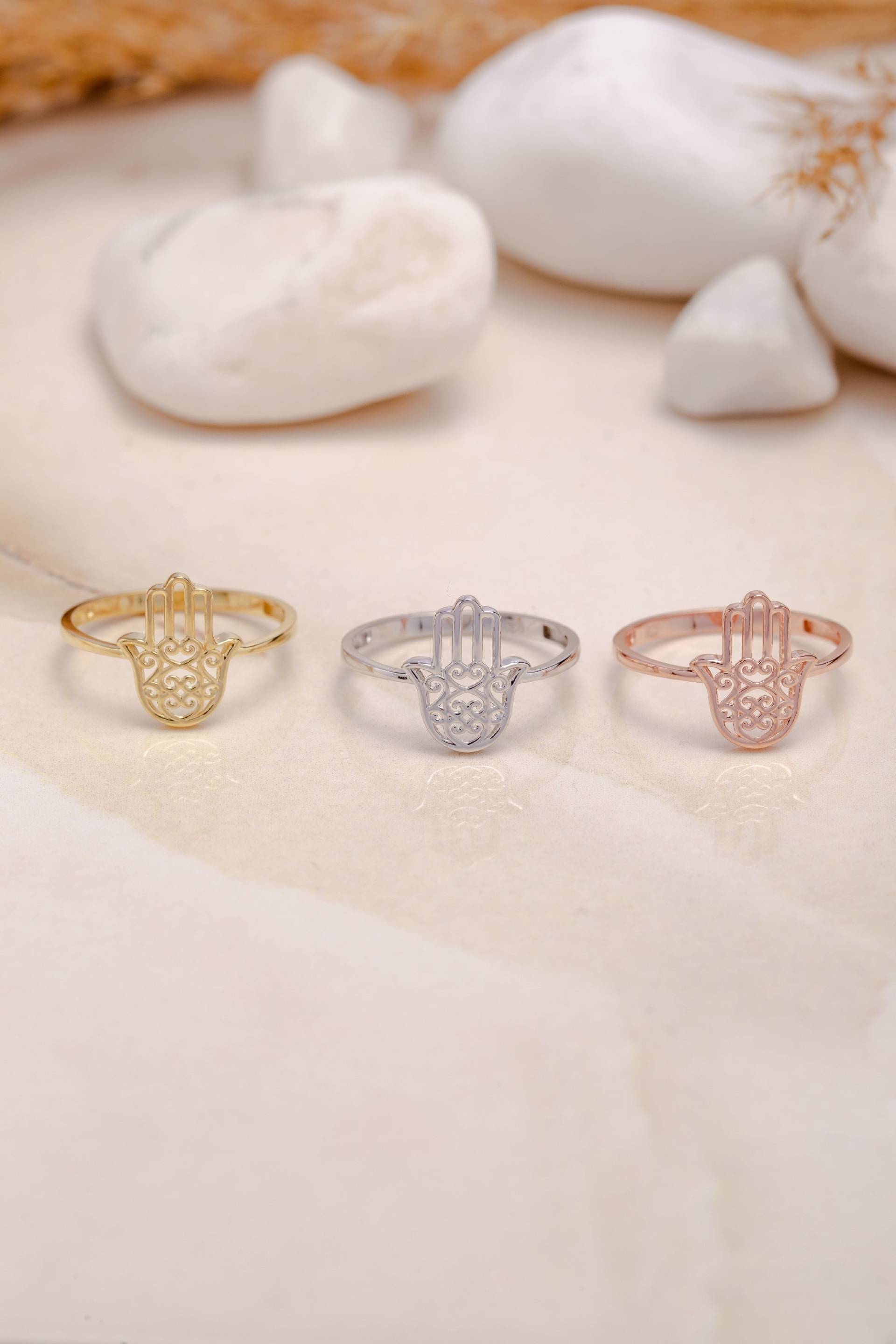 925 Massiver Gold Hamsa Hand Ring, Der Fatima Statement Ringe, Stapelbarer Geschenk Zum Muttertag, Mutter von BexJewelryUSA